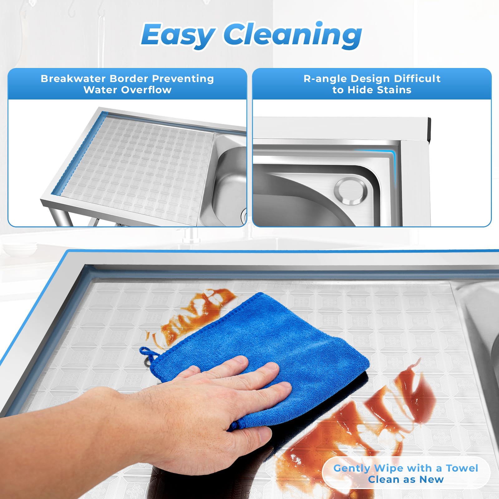 Commercial Kitchen Sink - 2 Compartment 304 Stainless Steel Prep & Utility Sink with Faucet - Heavy Duty Indoor/Outdoor Kitchen Station with Storage Shelves - Perfect for Restaurants, Food Trucks & Outdoor Cooking