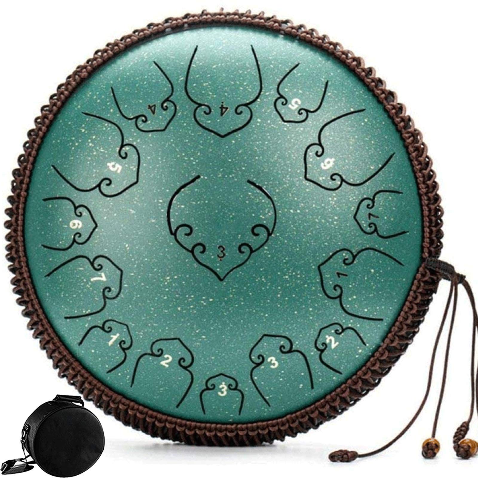 14 Inch 15 Note Steel Tongue Drum - Chakra Tank Handpan Drum Set with Carry Bag | Professional Percussion Instrument for Music Therapy, Yoga Meditation & Live Performances