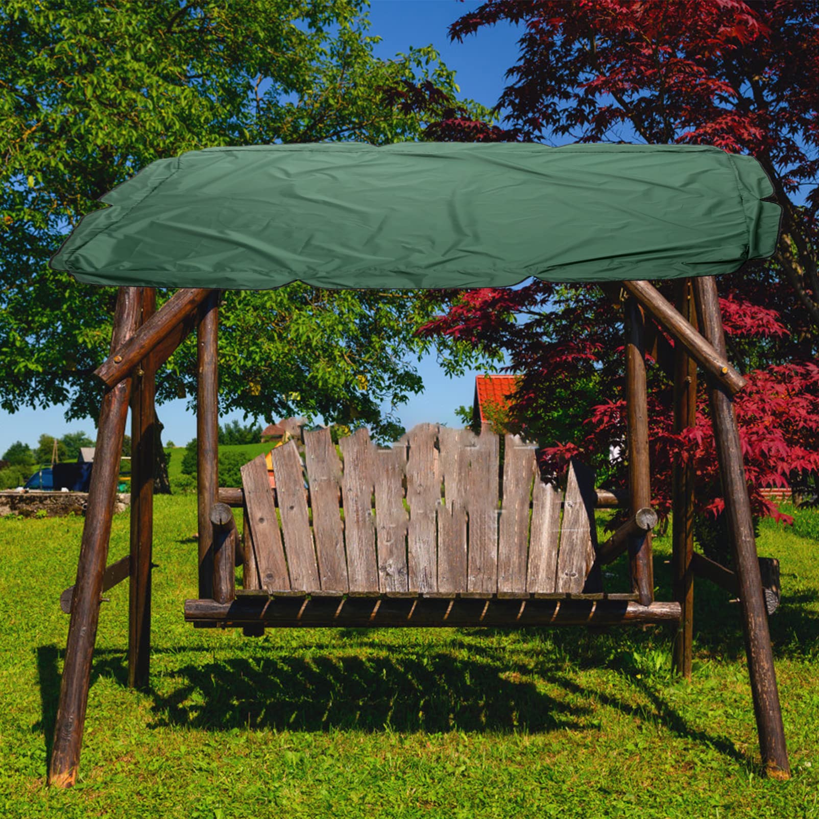 Cabilock 3-Seat Outdoor Swing Canopy Replacement - 195x125cm UV-Resistant Sunshade Cover for Patio, Garden & Backyard Swing Chairs (Green) | Durable Weatherproof Protection for Relaxing Outdoors
