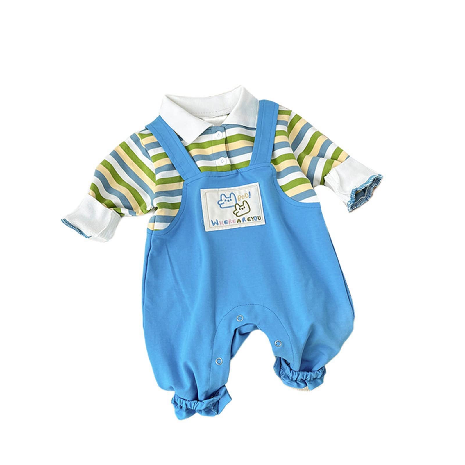 EnJoCho Baby Striped Cotton Romper Jumpsuit - Long Sleeve Outfit for Newborn Infant Girls & Boys | Soft & Comfortable Fall & Winter Wear for Playdates, Family Photos & Everyday Adventures