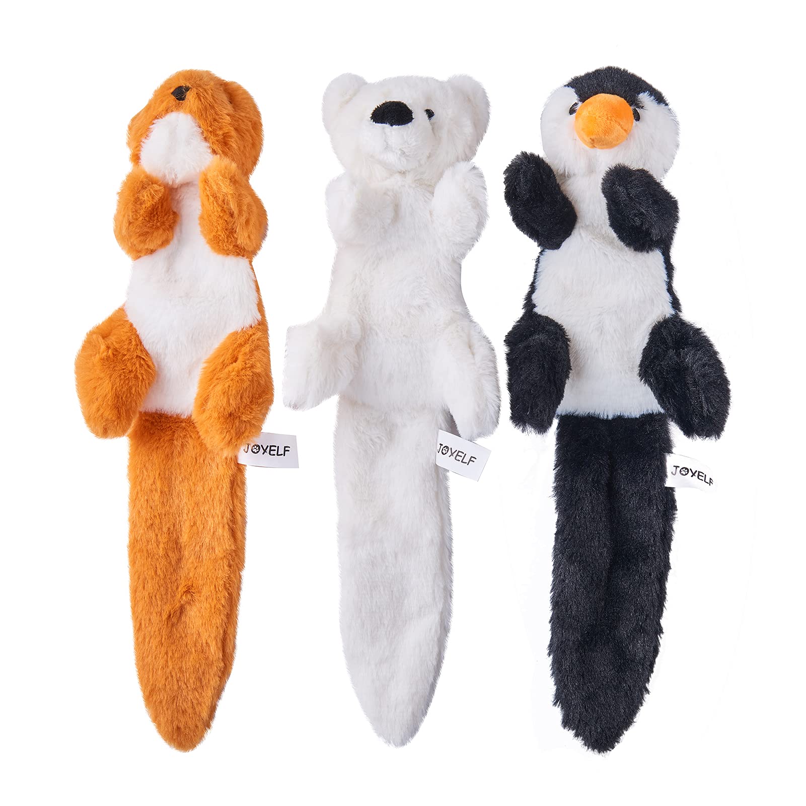 JOYELF Plush Squeaky Dog Toys for Medium & Large Dogs - 3 Pack Durable Interactive No-Stuffing Chew Toys with Crinkle Paper (Penguin, Polar Bear, Otter) | Perfect for Playtime, Training & Teething Relief