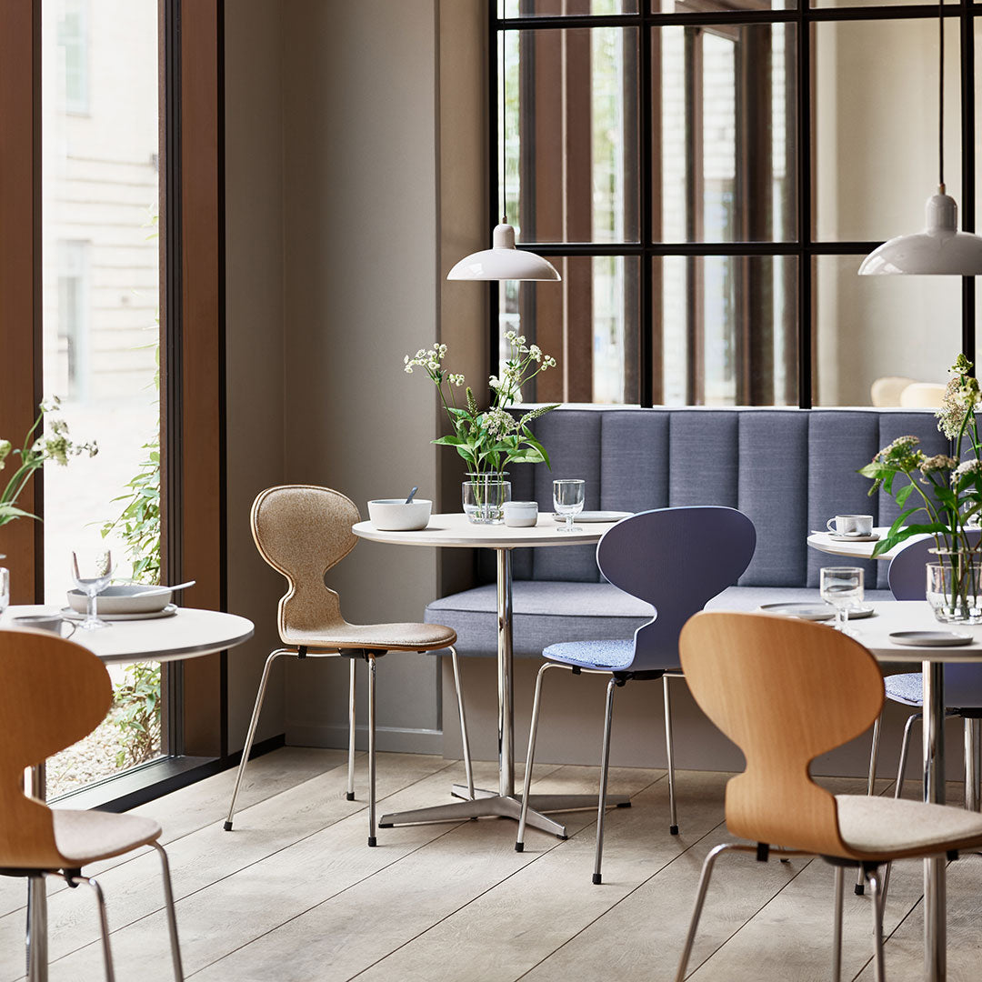 Ant Chair 3101 - Modern Clear Lacquered Wooden Dining Chair with Front Upholstered Seat | Mid-Century Design for Home, Office & Restaurant Decor