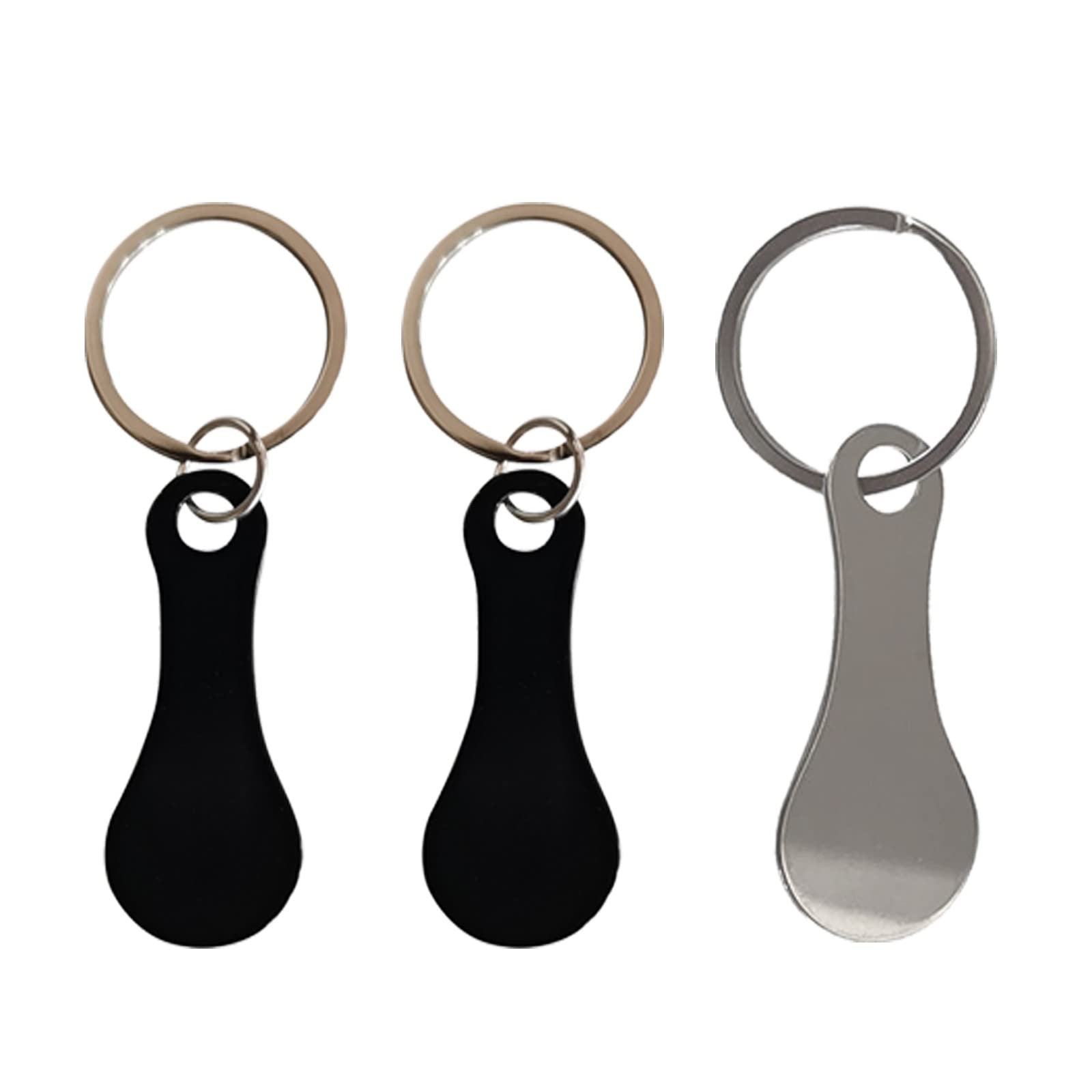 Black Aluminum Coin Alloy Silver Metal Trolley Ring Shopping Key Keychains JE-64 - Stylish and Durable Accessories for Everyday Use