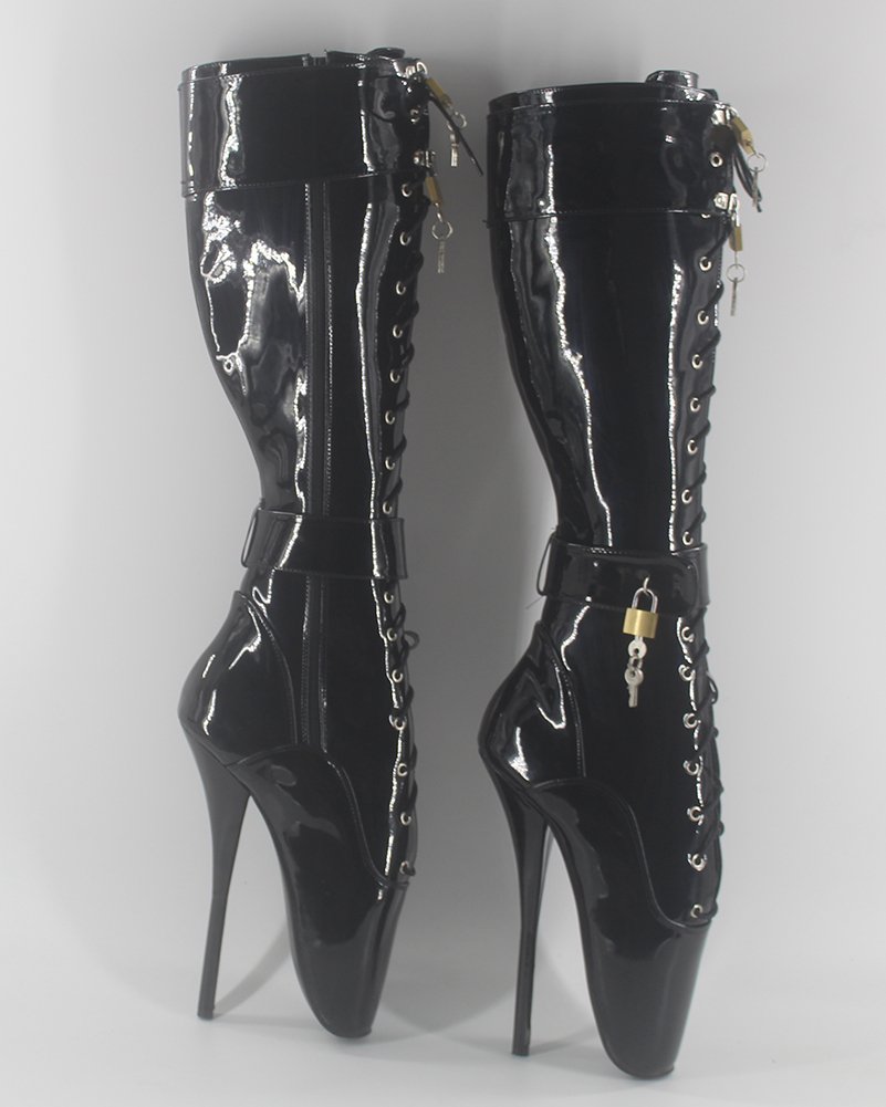 Women's Ballet Boots with Padlock - Stylish Punk Gothic Ankle Boots for Cosplay, Fetish & Fashion Outfits