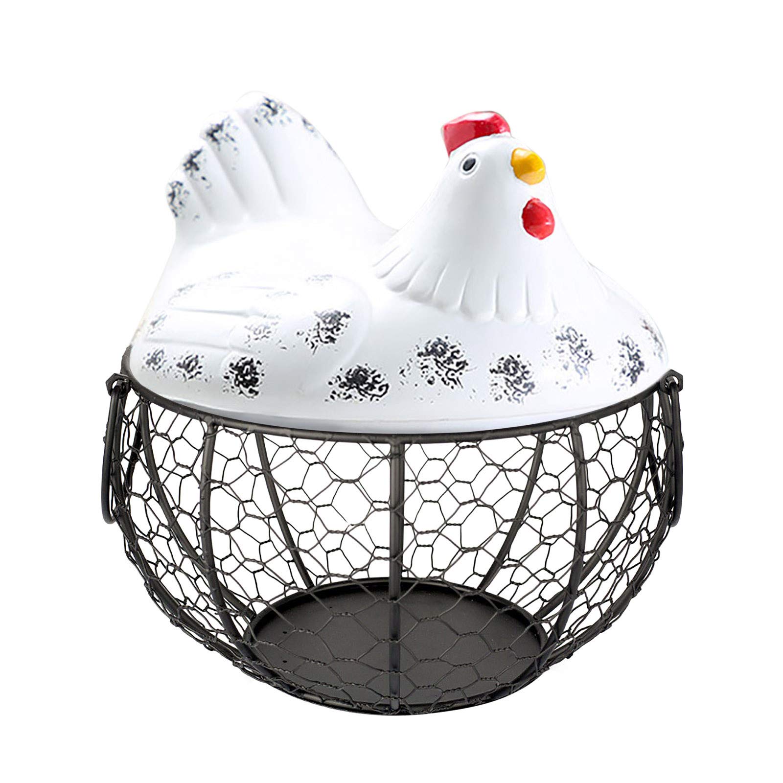 Neigei Metal Mesh Egg Storage Basket - Farmhouse Chicken Shaped Egg Holder with Handles, Countertop Egg Organizer for Fresh Eggs | Perfect for Farmhouse Kitchens, Countryside Homes & Farm Egg Collection