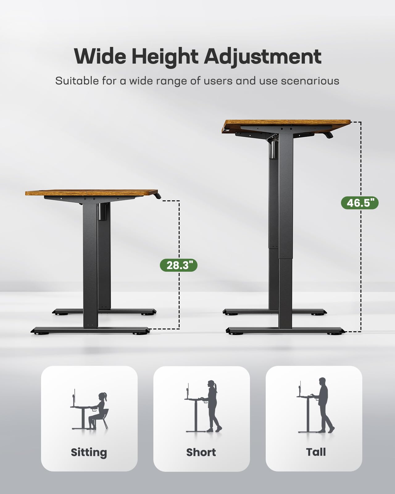Marsail 48x24 Inch Electric Standing Desk with LED Lights - Adjustable Height Sit Stand Desk for Home Office, Computer Desk with 3 Memory Presets & Headphone Hook - Perfect for Remote Work, Gaming & Study Setup