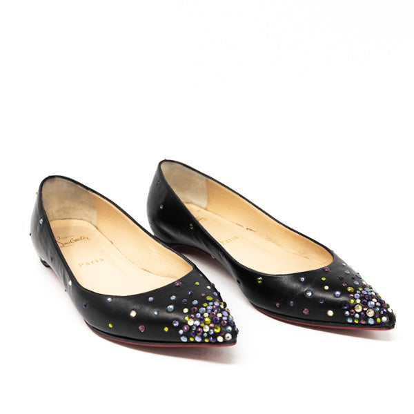 Christian Louboutin Black Degrastrass Flats Women's Size 36.5 | Luxury Designer Ballet Flats for Women | Perfect for Office, Parties & Special Occasions