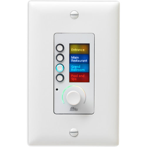 BSS Audio EC4BV WHT M EC 4BV Ethernet Controller - 4-Button Wall Plate with Volume Control (White, US Version) - Perfect for Smart Home Automation & Audio System Control