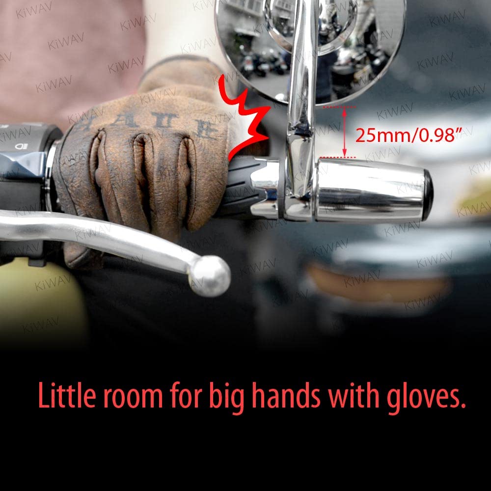KiWAV Universal Black Motorcycle Bar End Mirrors - Fits 1