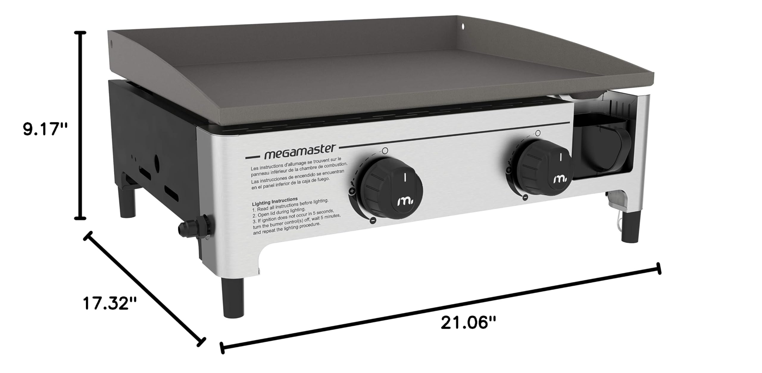Megamaster 2-Burner Portable Gas Griddle - 18,000 BTU Outdoor Cooking Griddle with 302.8 SQ in Surface - Compact Tabletop Propane Griddle for Camping, BBQs, Tailgating & Backyard Parties (Model 820-0054F) | Perfect for RV Trips, Picnics & Outdoor Family Gatherings