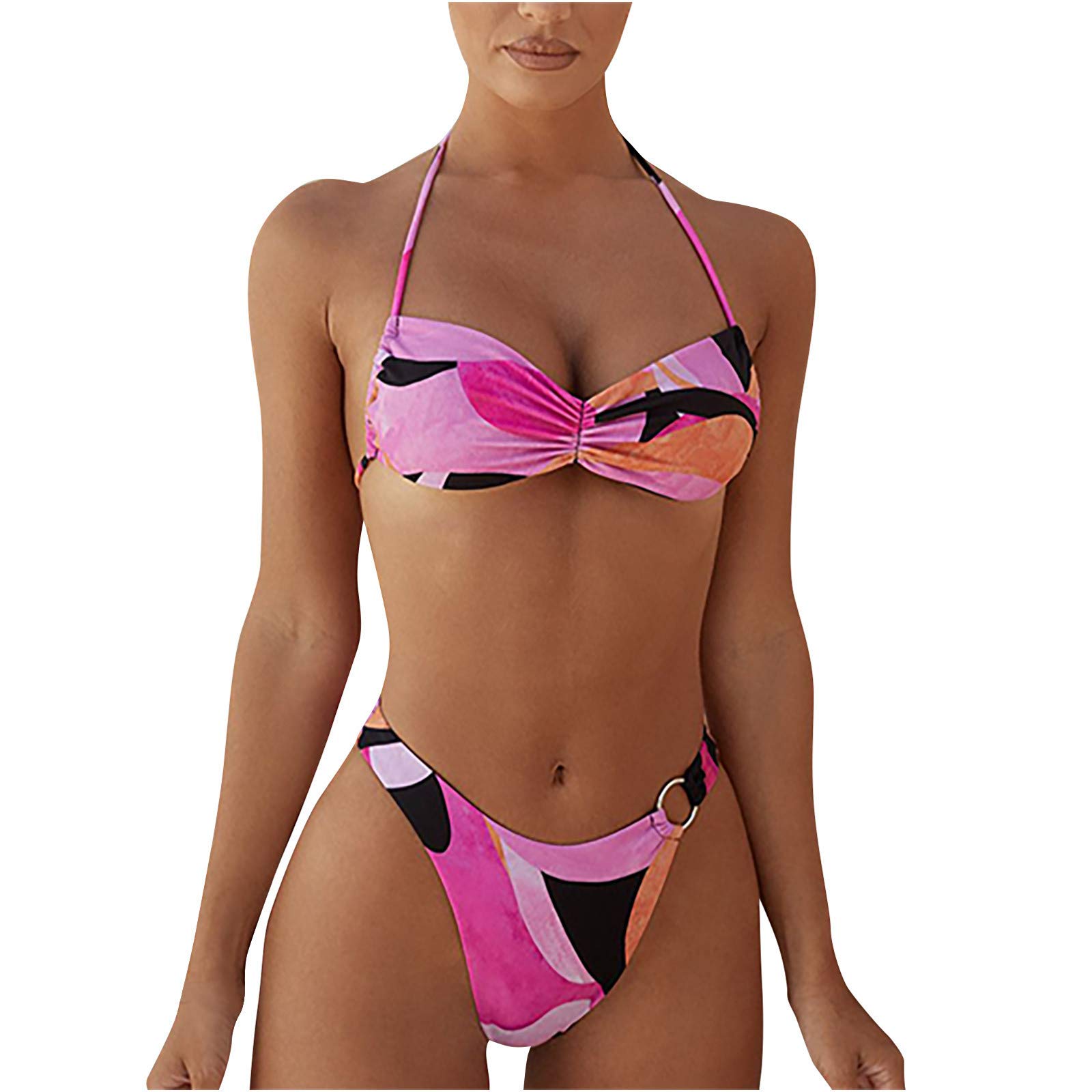Sexy Women's Two Piece Bandage Swimsuit Set - Halter Bikini Top & Split Shorts - Beachwear for Women & Girls - Perfect for Pool, Beach & Summer Vacations