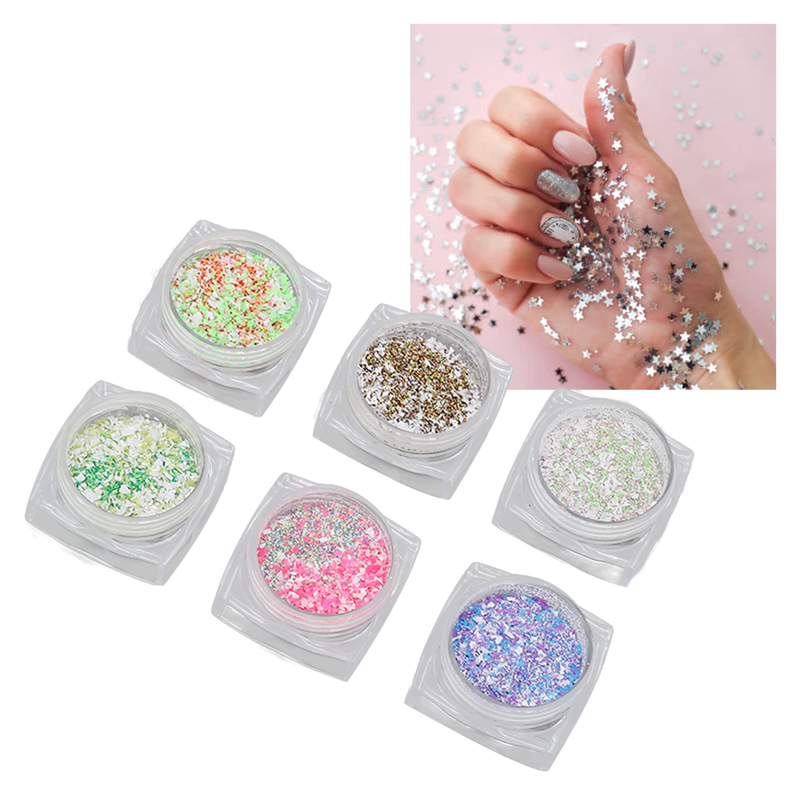 Ubersweet® Mixed Color Fine Nail Art Glitter Powder - Professional Salon Quality Nail Glitter for Manicure, Pedicure, DIY Nail Designs & Acrylic Nail Art - Perfect for Parties, Weddings & Special Occasions