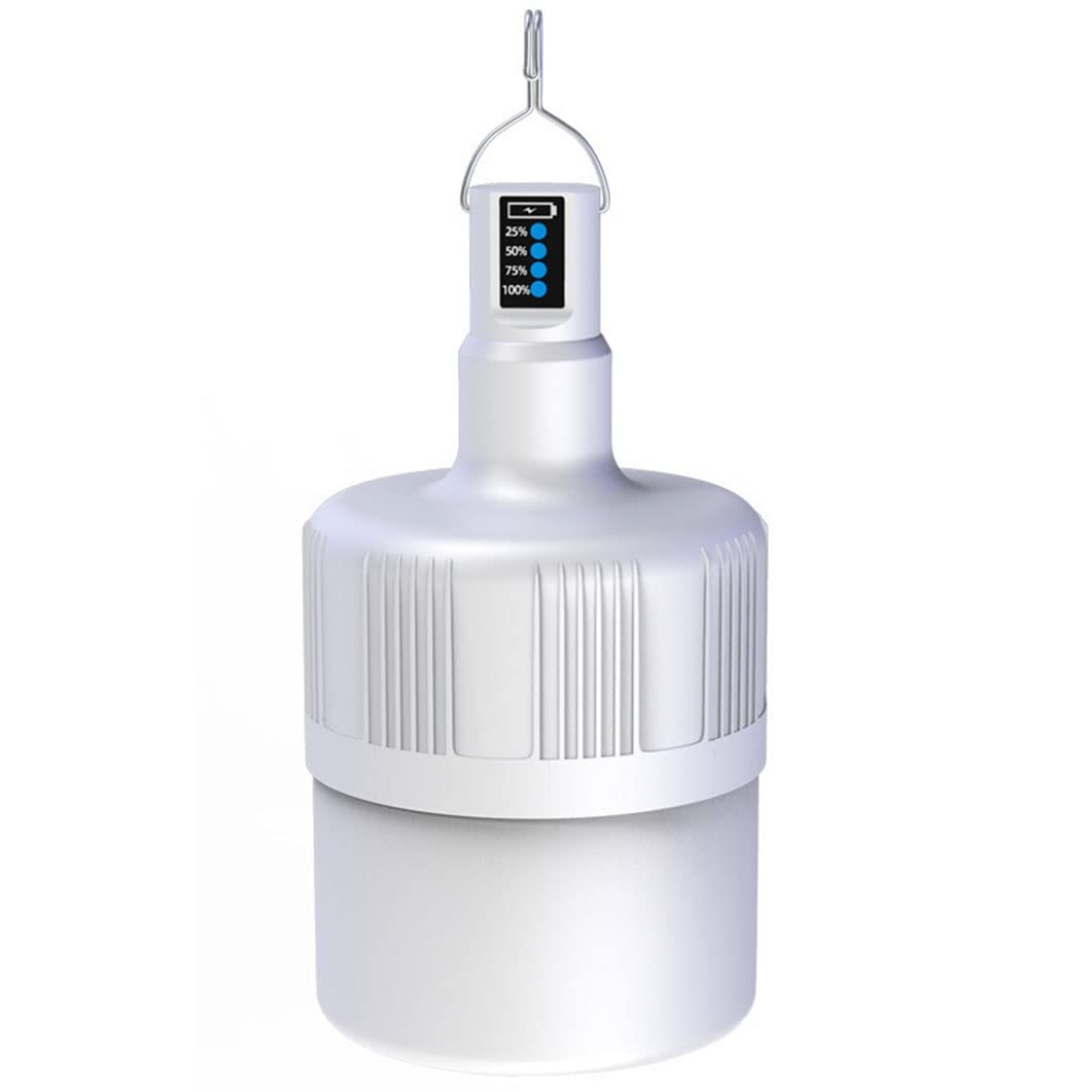 Rechargeable LED Camping Lantern with Hanging Hook - Portable Waterproof Outdoor Light with 3 Brightness Modes & Battery Indicator - Perfect for Camping, Hiking, Emergency & Power Outages