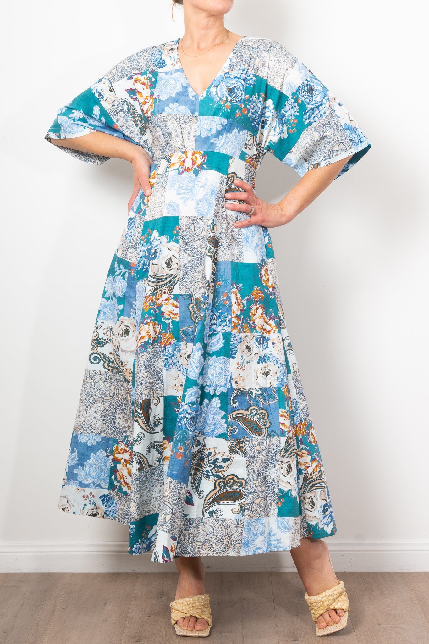 Kinney Ellis Patchwork Dress - Stylish Boho Floral Print Maxi Dress for Women | Perfect for Summer Vacations, Beach Parties & Casual Outings