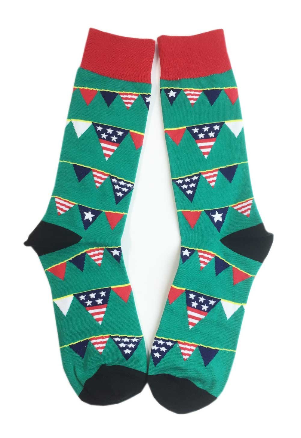 Patriotic American Flag Cotton Socks for Men - Stars & Stripes Novelty Athletic Socks for Sports, Running & Workout - Comfortable Breathable Casual Socks - Perfect Gift for 4th of July, Veterans Day & Patriotic Events