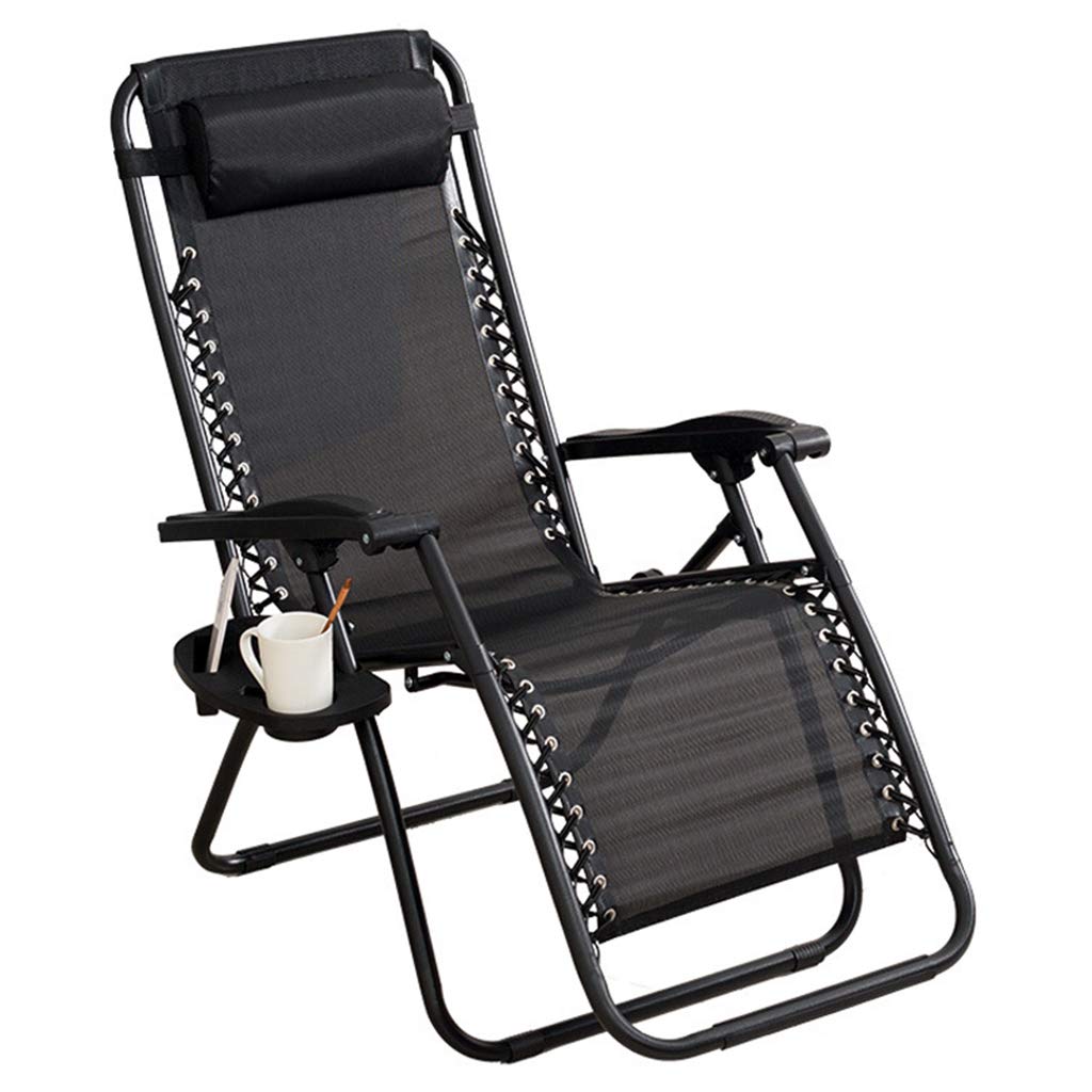 Premium Folding Zero Gravity Chair - Heavy Duty Sun Lounger Recliner with Square Steel Legs (200KG Capacity) for Beach, Patio, Garden, Camping & Outdoor Relaxation - Black