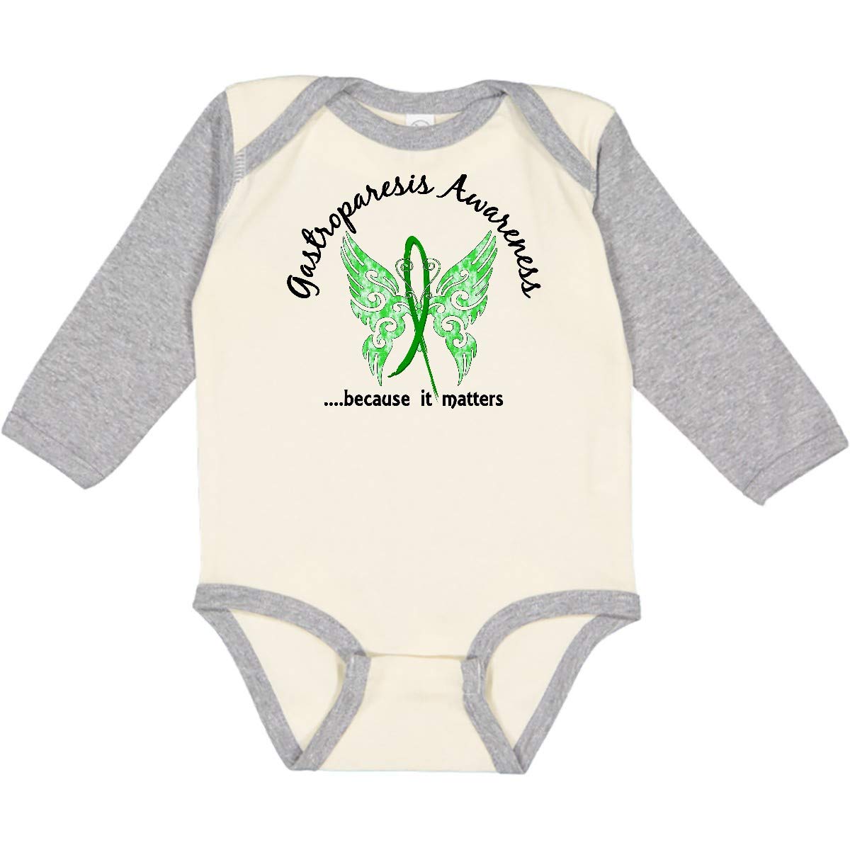 Inktastic Gastroparesis Awareness Butterfly Print 6.1 oz Long Sleeve Baby Creeper - Comfortable & Soft for Infants with Gastroparesis - Perfect for Daily Wear, Special Occasions & Support Events