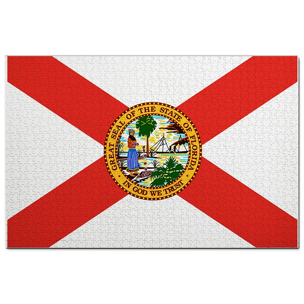 1000-Piece Florida State Flag Wooden Jigsaw Puzzle | USA Travel Souvenir & Home Decor | Perfect for Puzzle Enthusiasts, Classroom Learning, and Family Game Nights