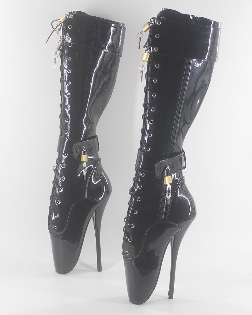 Women's Ballet Boots with Padlock - Stylish Punk Gothic Ankle Boots for Cosplay, Fetish & Fashion Outfits