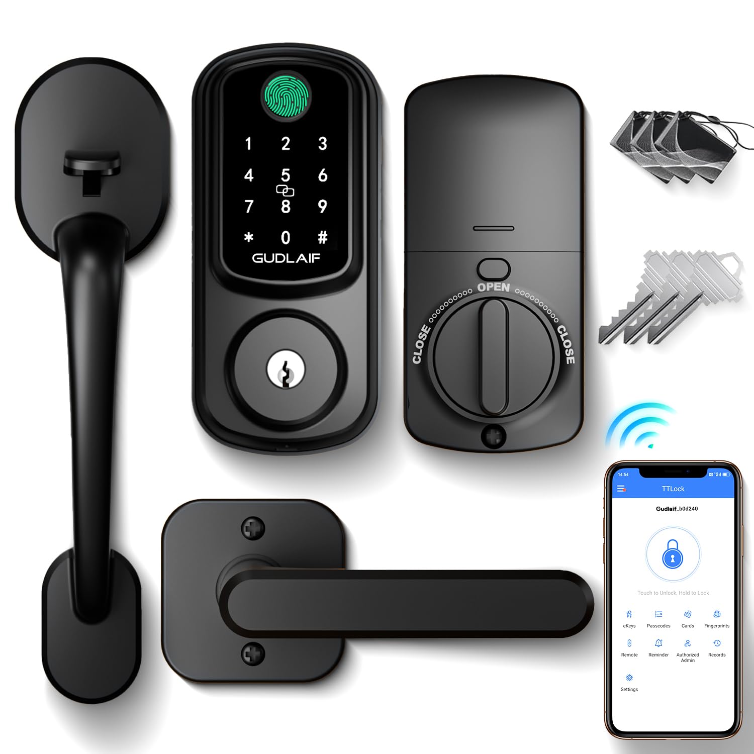 Smart Keyless Entry Door Lock Deadbolt with Handle Set - Electronic Keypad Front Door Lock with Alexa Compatibility - Secure & Convenient Keyless Access for Homes & Offices (Black) - Perfect for Modern Smart Homes & Vacation Rentals