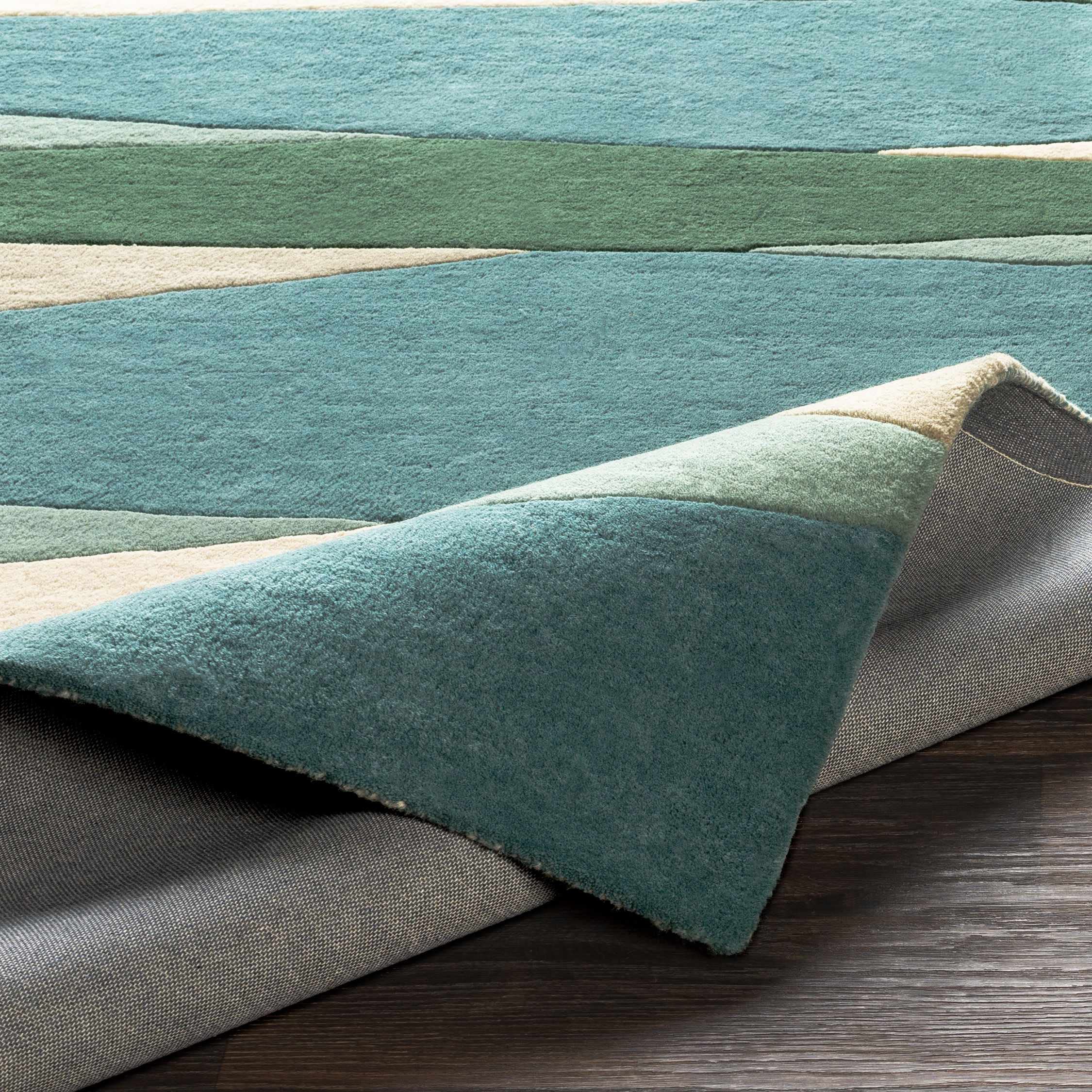 Hauteloom Jarratt Wool Area Rug 5' x 8' - Soft Modern Green & Beige Living Room Bedroom Rug - Perfect for Cozy Home Decor, Family Gatherings & Relaxing Spaces