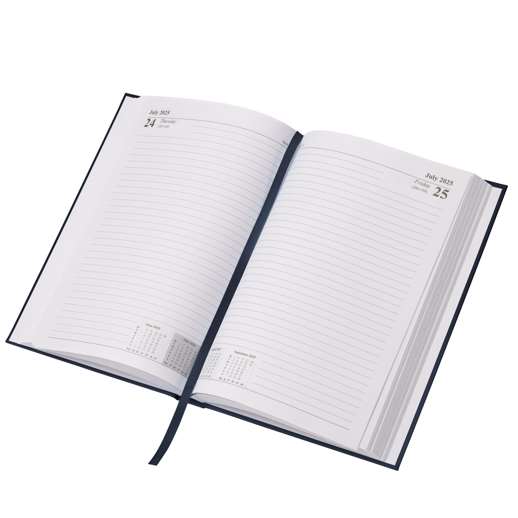 Evelay 2025 A4 A5 Day-to-Page Diary Planner - Hardback Academic Organizer for Home, Office & School - Full Year Daily Schedule Notebook (A5 Size, Navy Blue) - Perfect for Goal Tracking, Time Management & Productivity Planning