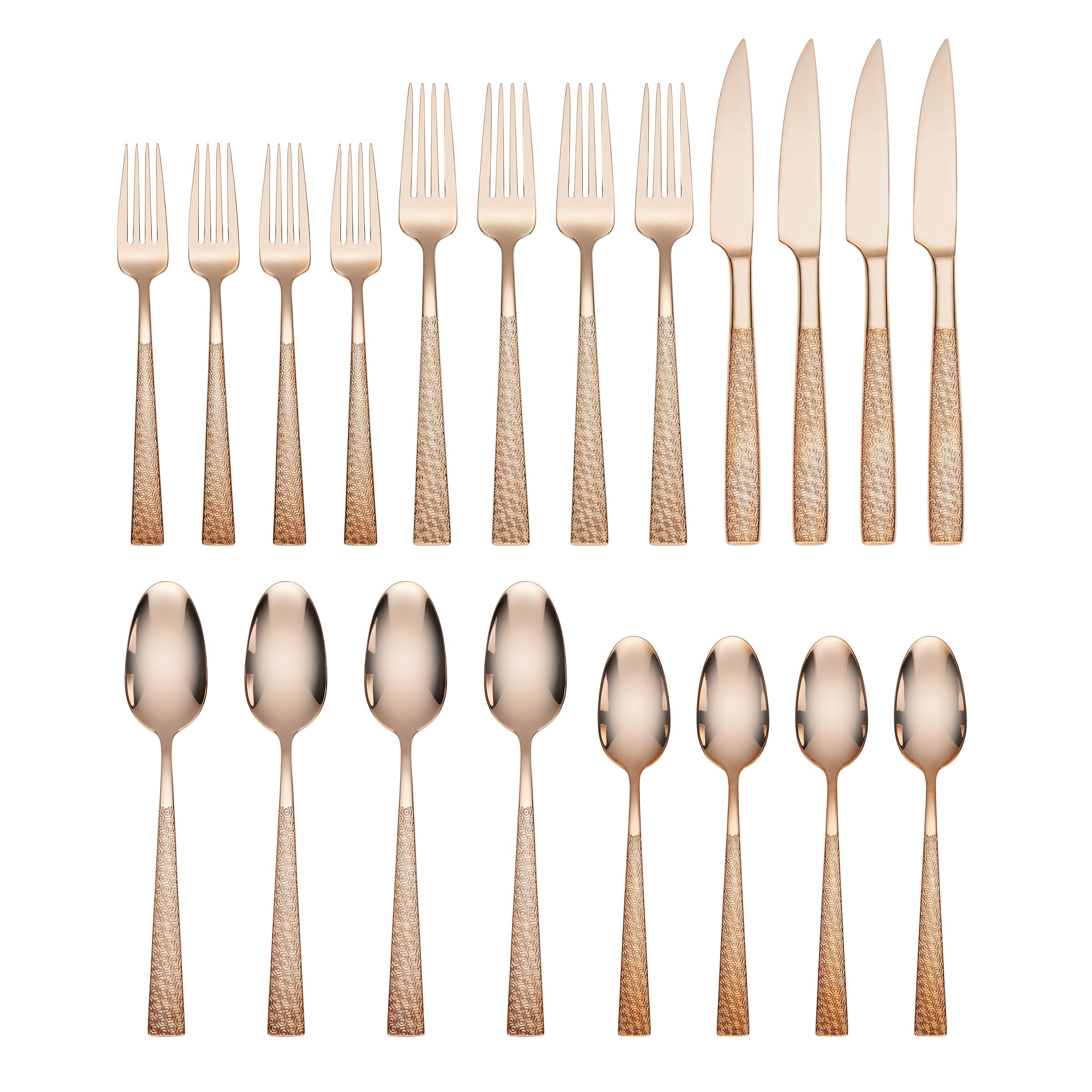 Luxury 20-Piece Rose Gold Flatware Set - Elegant Stainless Steel Cutlery for Dining, Wedding, and Special Occasions