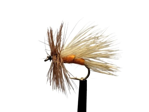 Dry Fly October Caddis Fishing Flies - Set of 3 (Size 12 Hooks) for Trout Fishing - Perfect for Fly Fishing in Rivers and Streams