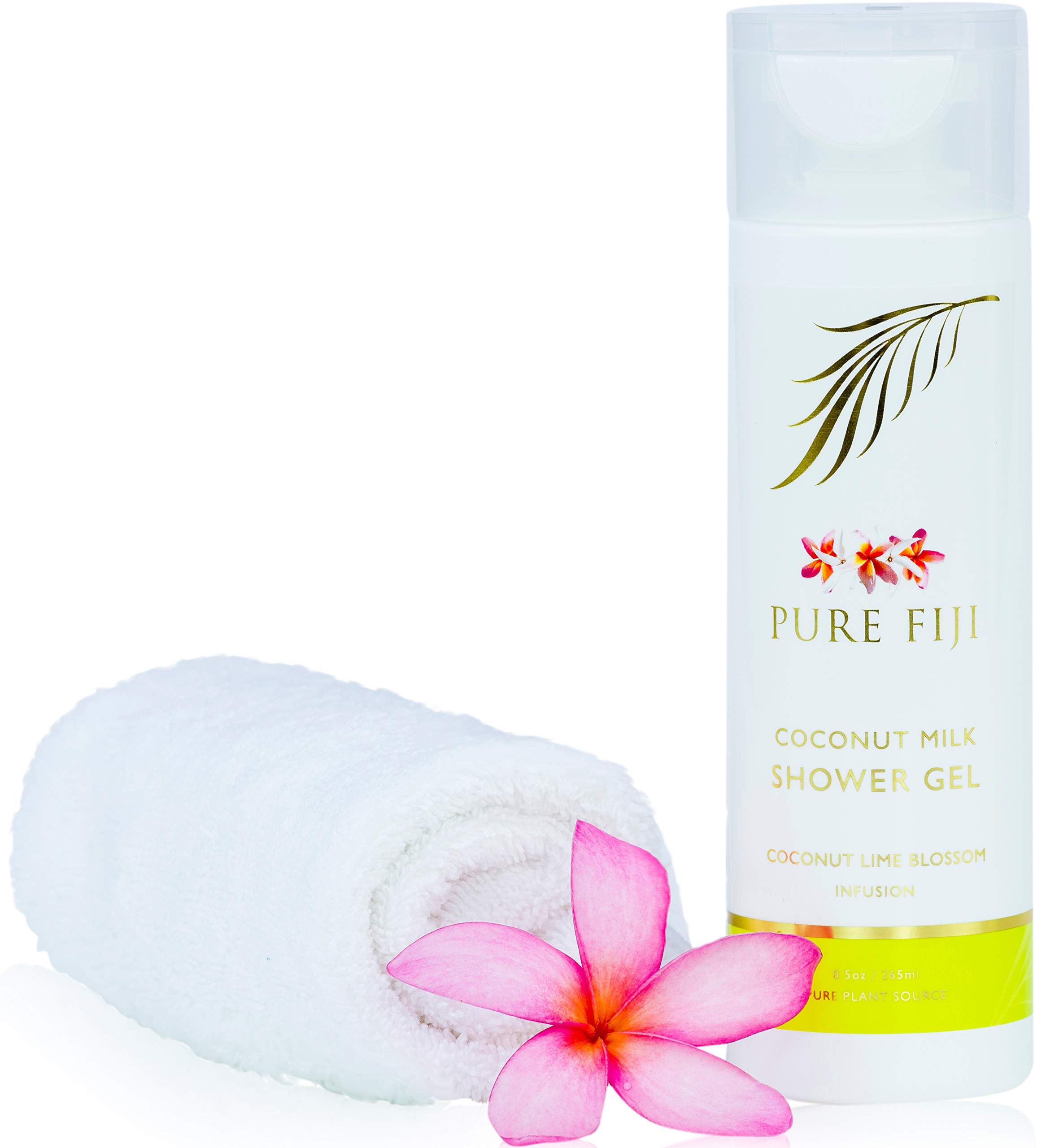 Pure Fiji Coconut Lime Blossom Shower Gel - 8 oz Hydrating Body Wash for Dry Skin - Tropical Scented Bath & Shower Gel for Spa-Like Relaxation at Home