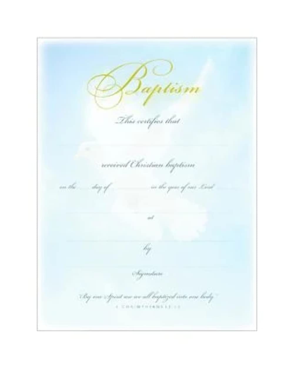 Warner Press Baptism Certificates - Premium Dove & Blue Design with Gold Foil Embossing - 6 Pack with Envelopes for Christian Baptism Ceremonies & Church Events