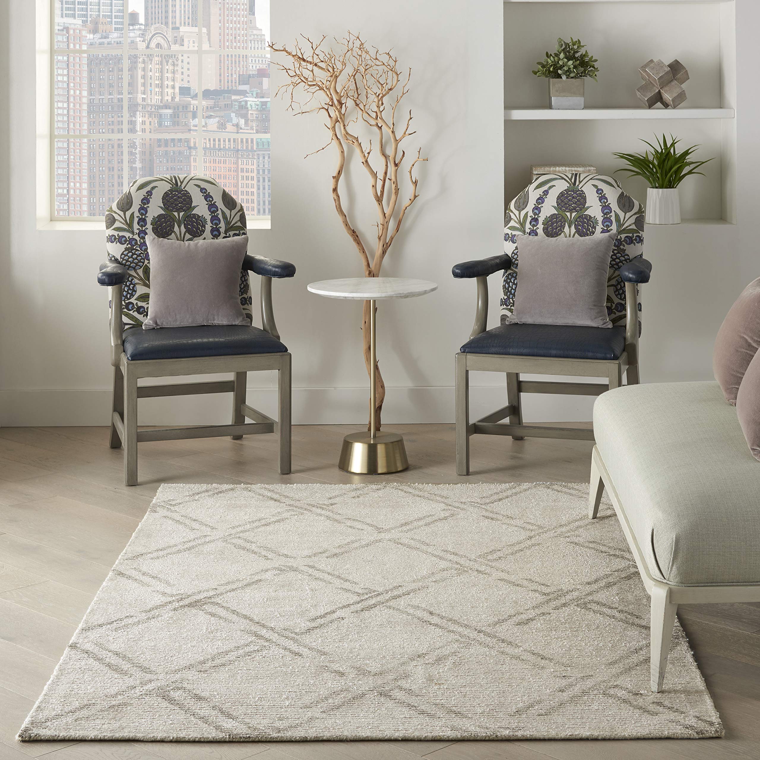 Nourison Venosa Modern Ivory/Grey 3'9