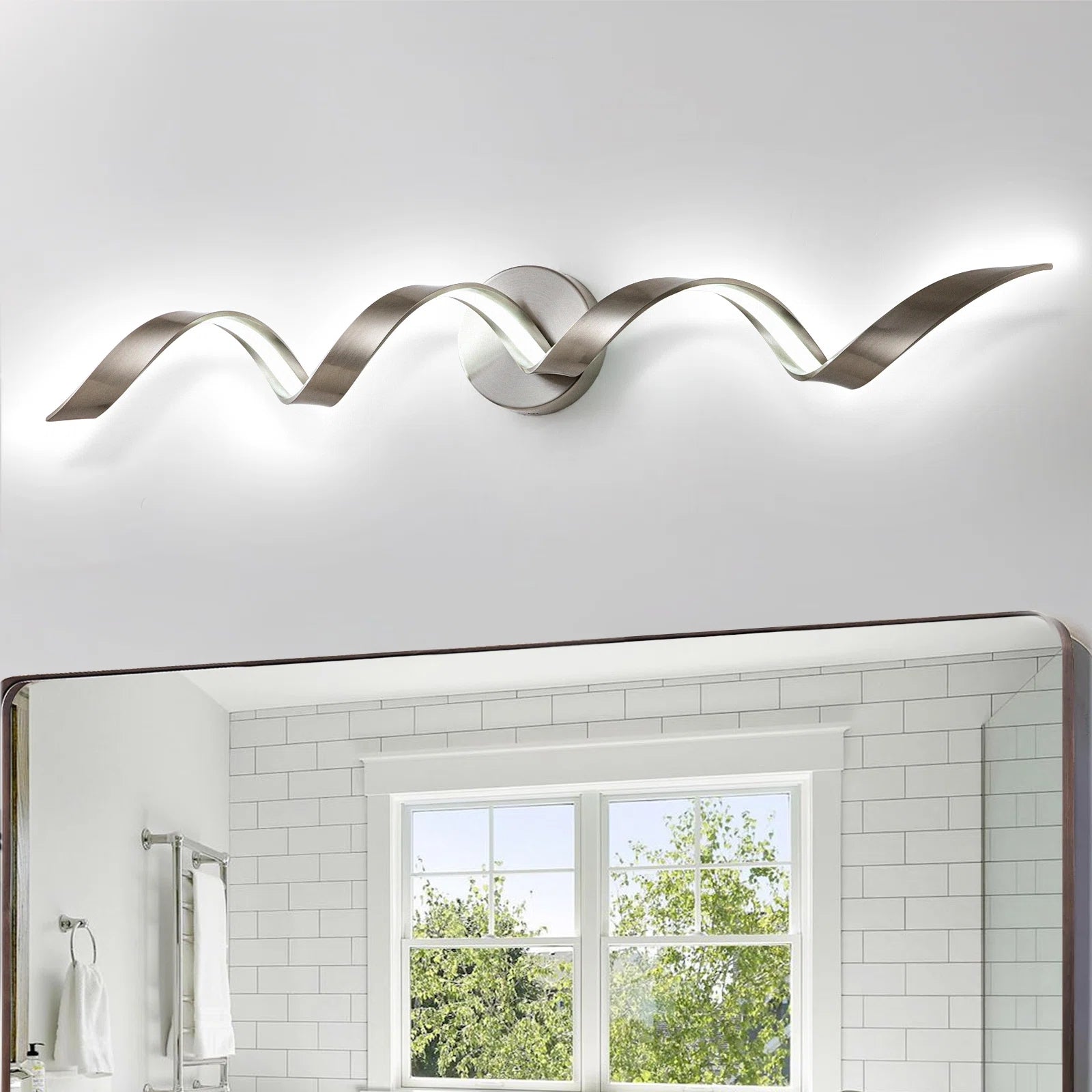 Glowlings Modern Single Light Dimmable Spiral LED Vanity Light - Bathroom Mirror Lighting, Living Room Wall Sconce, Hallway Fixture - Energy Efficient & Adjustable Brightness for Home Decor