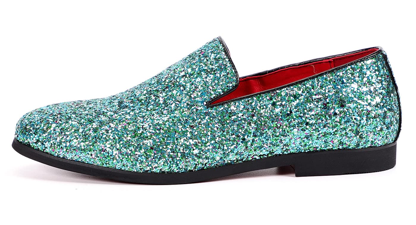 Men's Sparkly Loafers - Luxury Glitter Dress Shoes for Wedding, Tuxedo & Suit - Slip On Casual Shoes for Parties, Prom & Formal Events
