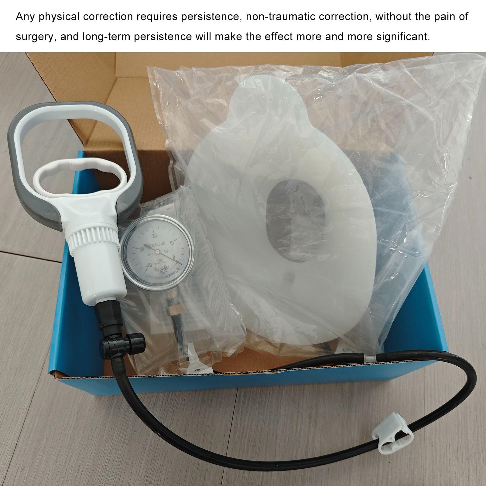 Pectus Excavatum Vacuum Bell - Adjustable Chest Brace for Pigeon Chest Correction, Washable Orthotic Support with Pressure Gauge (Large) - Ideal for Physical Therapy & Posture Improvement at Home