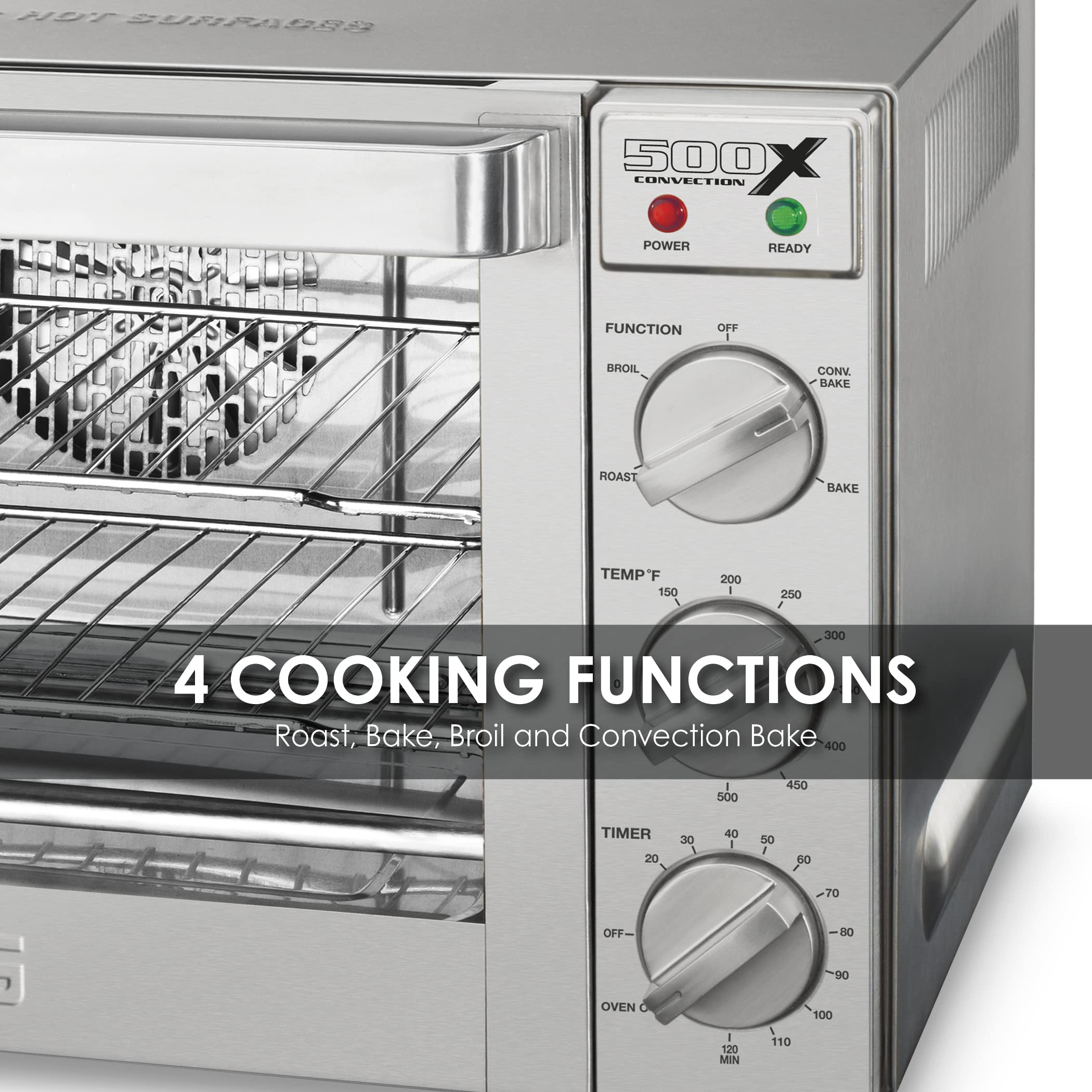 Waring Commercial WCO500X Half Size Convection Oven - 120V, 5-15 Phase Plug, Stainless Steel - Perfect for Restaurants, Bakeries & Commercial Kitchens