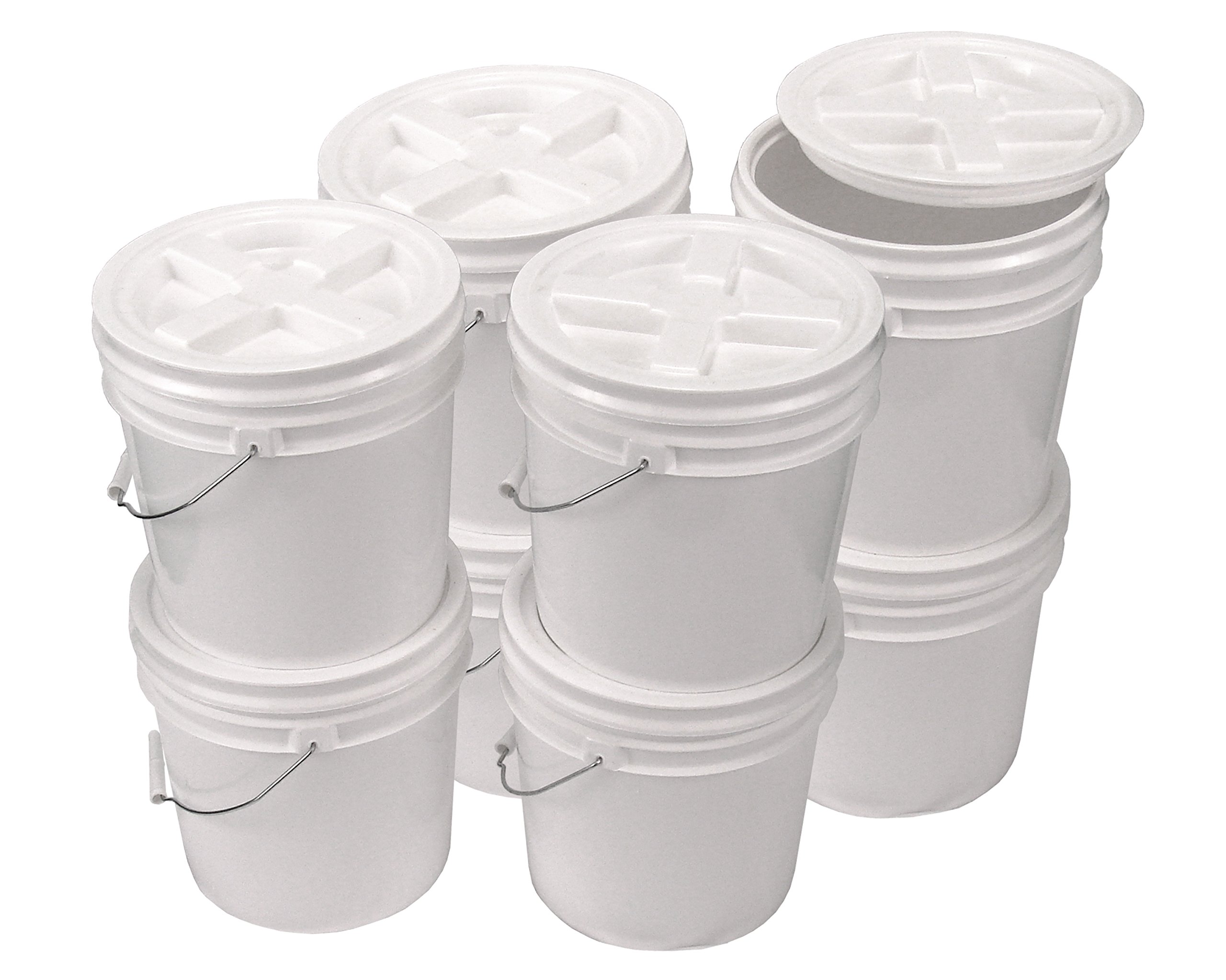 8-Pack White 2 Gallon Buckets with Gamma Seal Lids - Food Storage, Home Organization & Emergency Preparedness Supplies