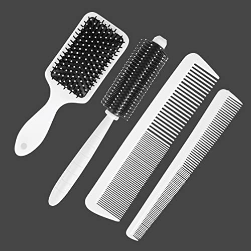 Professional Hair Comb & Brush Set for Stylists - 4-Piece Multipurpose Salon Styling Kit (White) - Perfect for Hairdressing, Detangling, Blowouts & Styling at Home or Salon