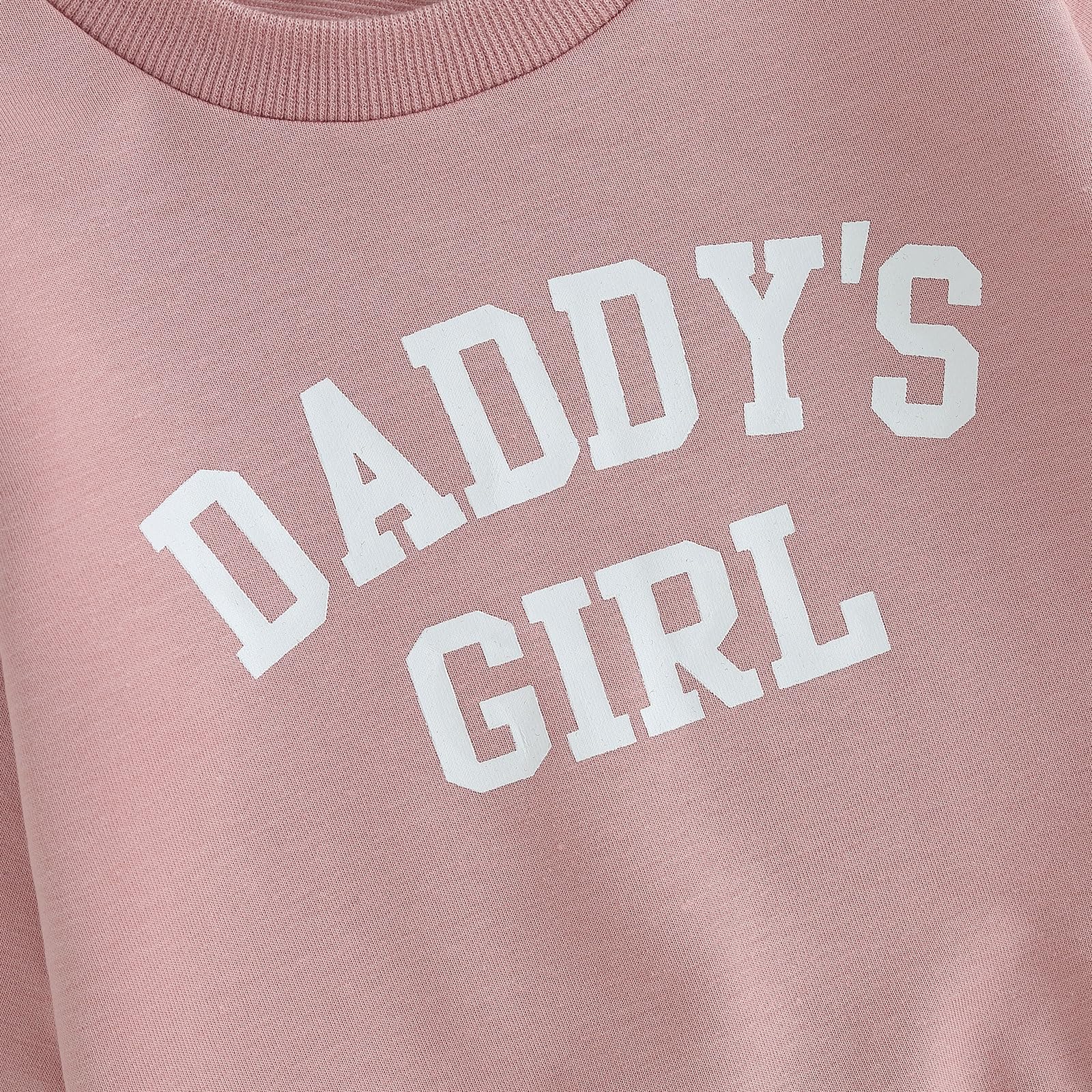 Daddy's Girl 2-Piece Toddler Outfit - Long Sleeve Letter Print Sweatshirt & Pants Set | Fall Winter Baby Clothes for Girls | Cute Matching Outfits for Playdates & Family Photos
