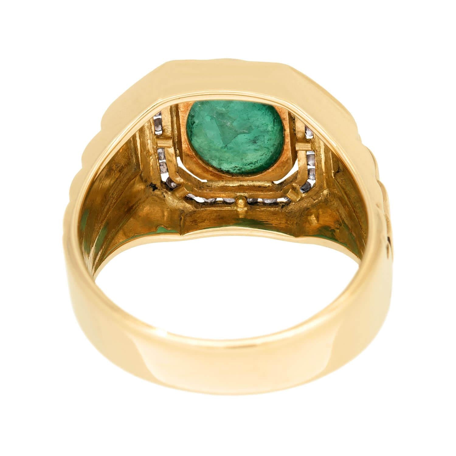 Vintage 18k Gold Emerald and Diamond Ring for Women - Elegant Jewelry Gift for Engagement, Anniversary & Special Occasions