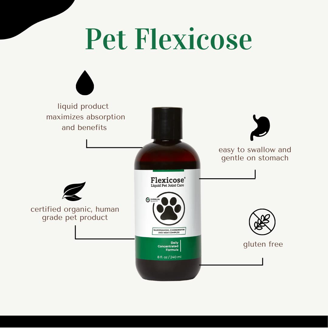 Natural Dog Hip Joint Care & Support Liquid - Pet Flexicose Supplement for Joint Health (6 Bottles) - Relieves Pain & Improves Mobility for Active & Senior Dogs