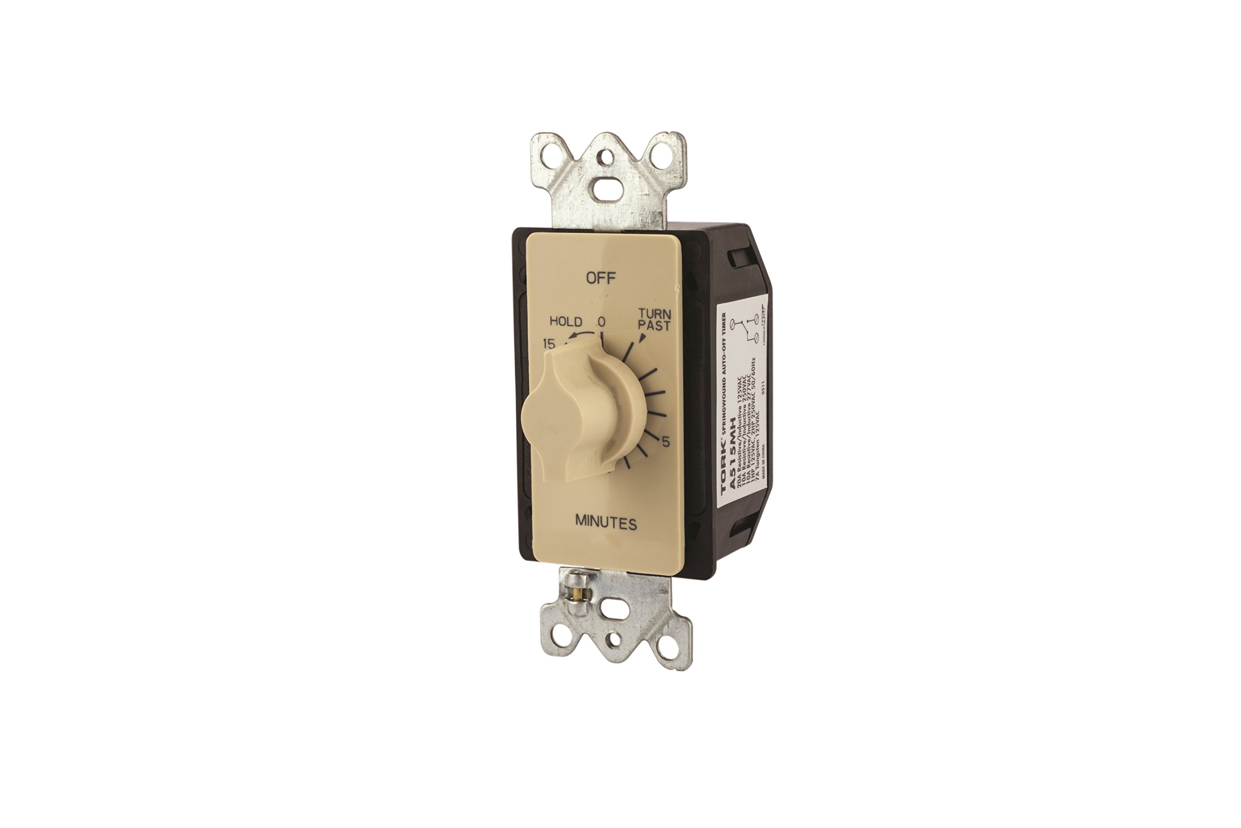 Auto-Off Springwound In-Wall Timer Switch with 15-Minute Countdown & Hold Function - Ivory - Perfect for Bathroom Fans, Kitchen Lights & Home Automation