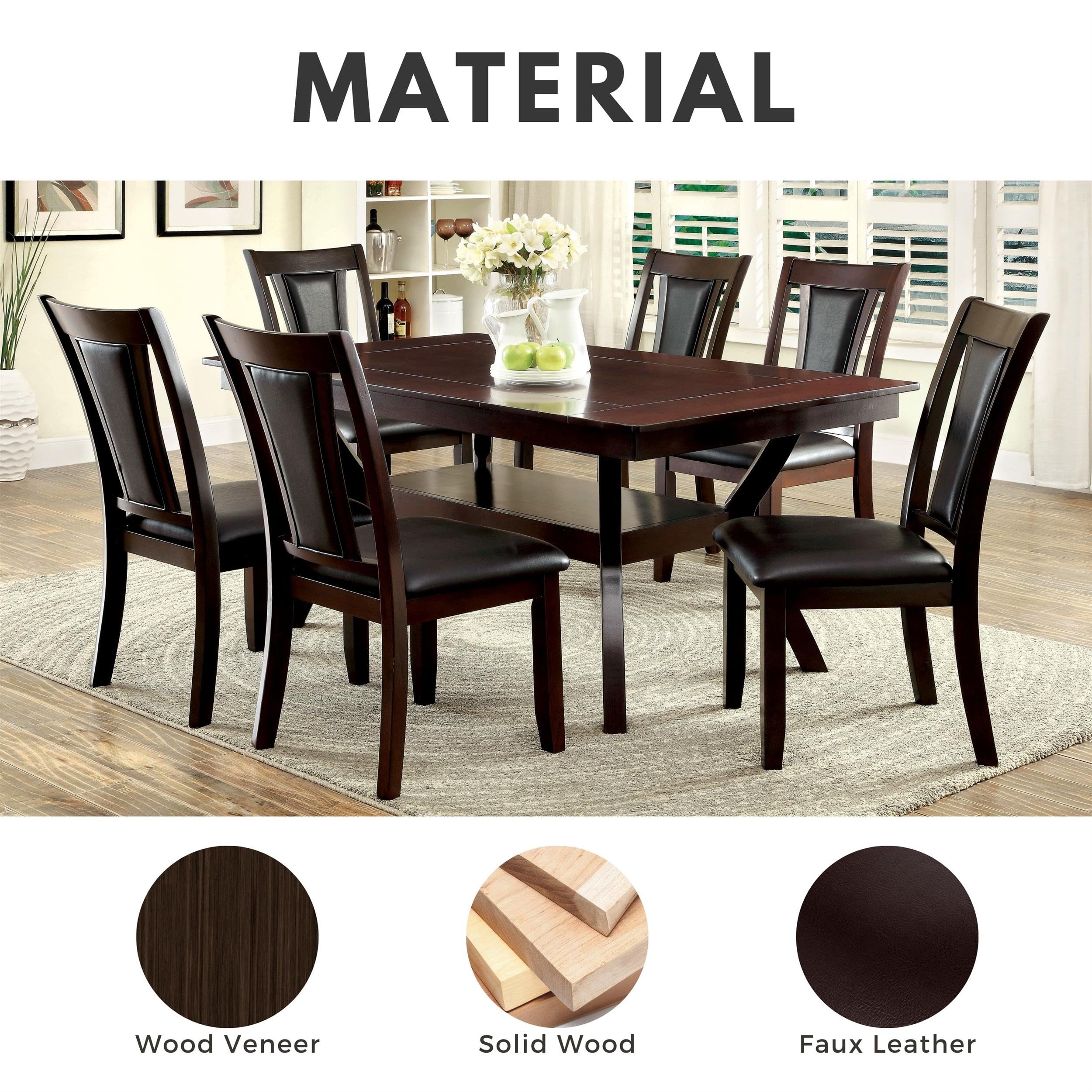 Furniture of America Dalcroze Modern Dining Chair Set of 2 - Ivory Fabric Upholstered Side Chairs for Kitchen, Dining Room, Breakfast Nook & Home Decor