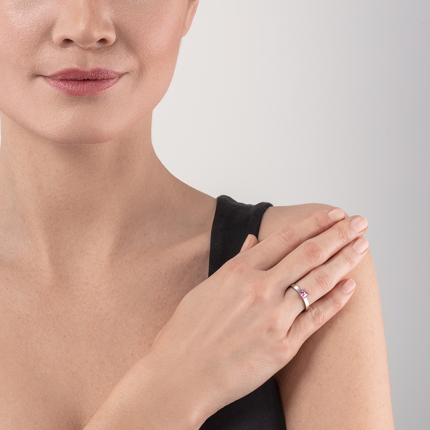 Elegant Square Small Silver Ring with Light Pink Gemstone - Perfect for Everyday Wear & Special Occasions