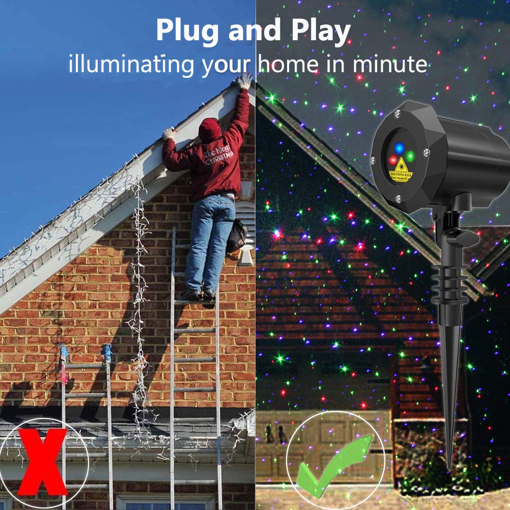 Poeland Solar Garden Lights with Moving Laser Projection - Firefly Star Projector for Outdoor Christmas Decor, Patio, Yard, and Landscape Lighting