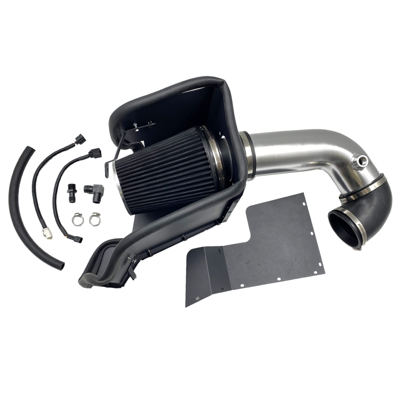High Performance 4-Inch Cold Air Intake Kit with Heat Shield & Air Filter for Dodge Ram 1500/2500/500/1500 Classic 5.7L V8 HEMI (2009-2019) - Silver Aluminum Tube & Black Washable Filter - Improved Horsepower & Fuel Efficiency for Off-Road & Daily Driving