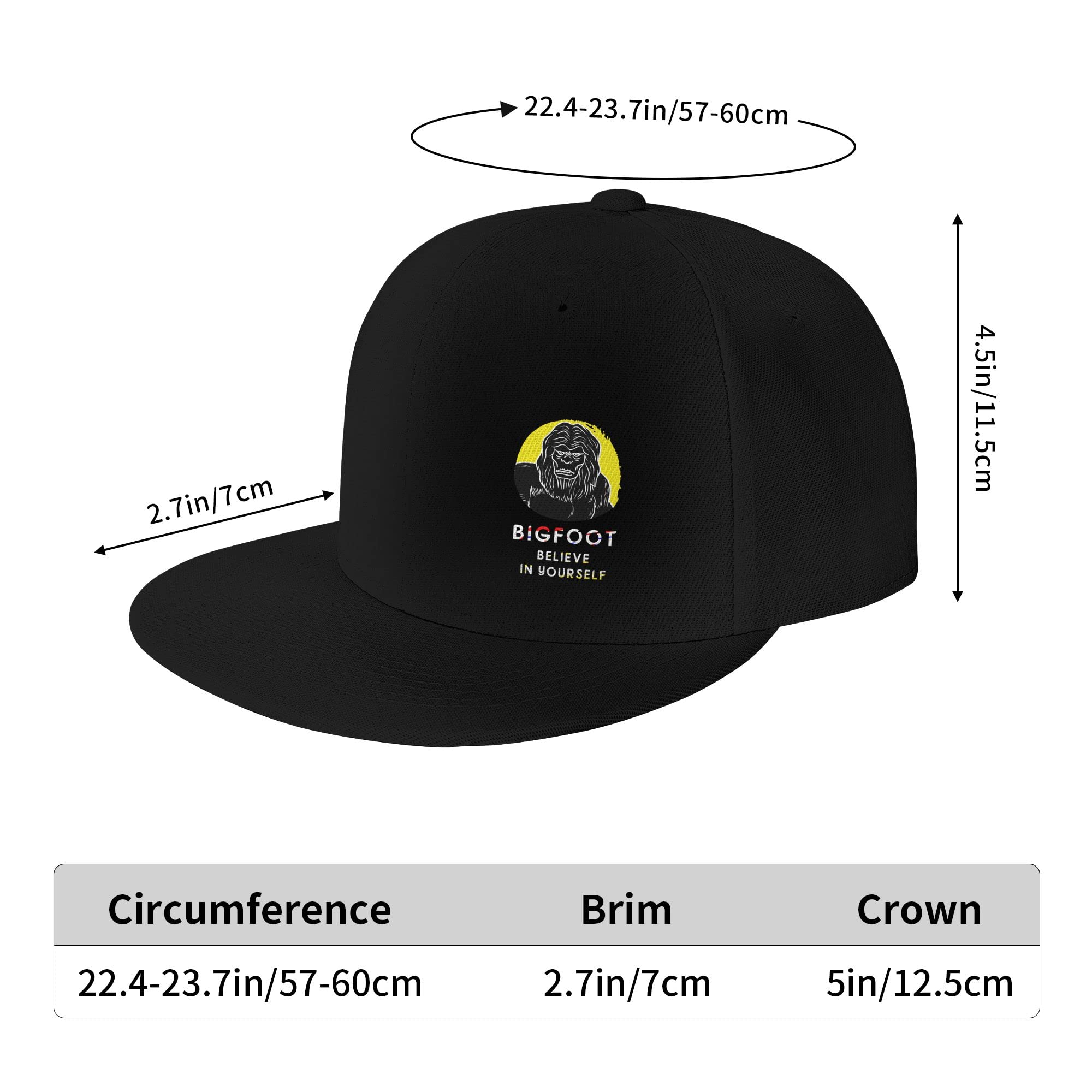 Funny Bigfoot Believe in Yourself Trucker Hat - Flat Brim Baseball Cap for Men & Women - Perfect for Outdoor Adventures, Hiking, and Casual Wear