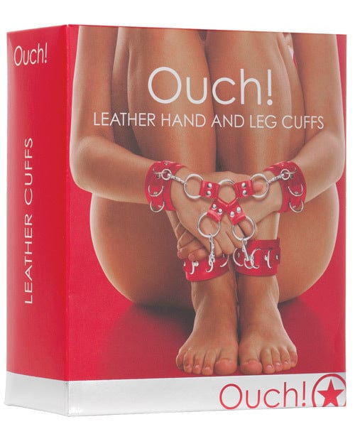 Premium Red Leather Hand & Leg Cuffs for Adults - BDSM Restraints for Couples Play, Bondage Gear for Sensual Scenes & Role Play