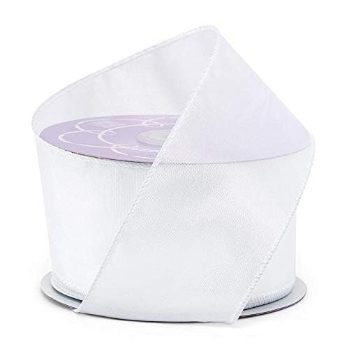 White Satin Wired Ribbon 1.5