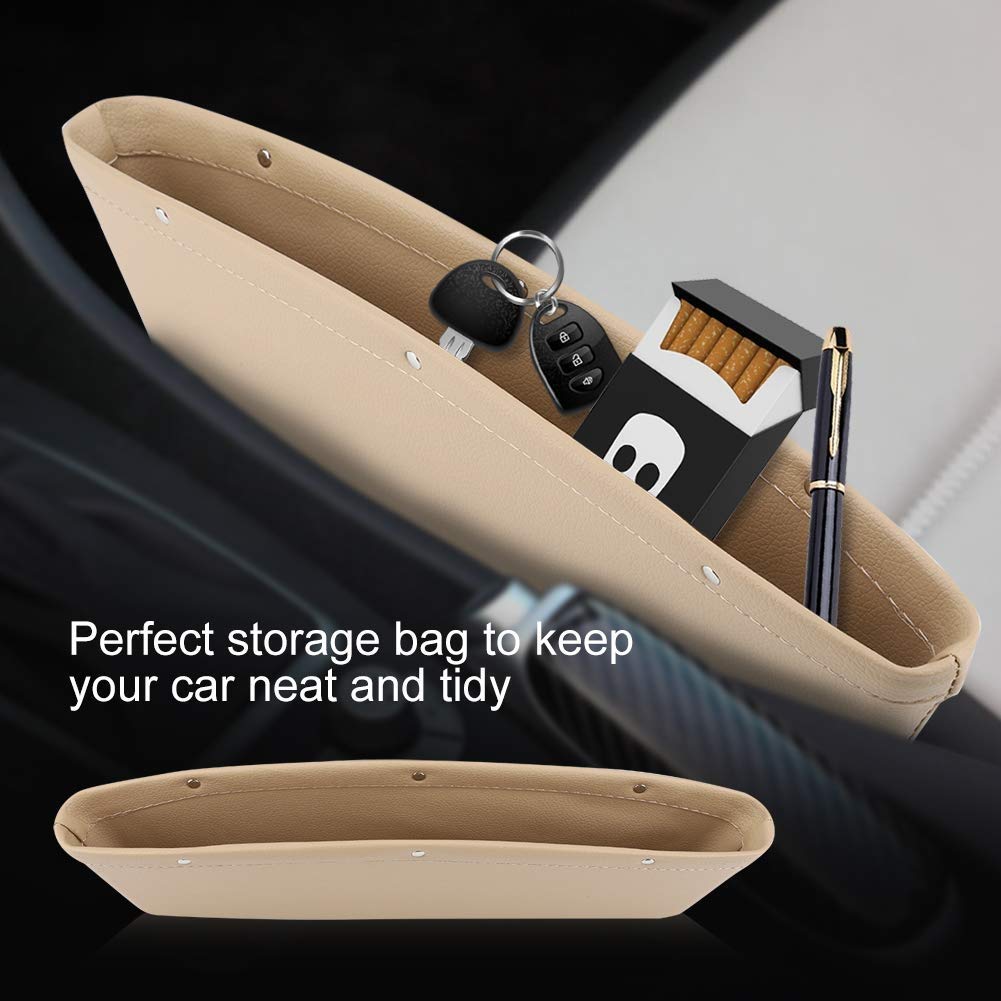 Leather Car Seat Gap Filler Organizer - Black Storage Box for Phone, Sunglasses & Keys | Perfect for Car Organization & Road Trips