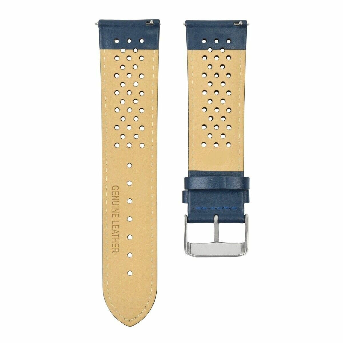 24mm Perforated Leather Watch Band Strap - Quick Release Compatible with Tag Heuer Carrera - Blue Genuine Leather Replacement Strap for Men's Watches | Dress, Business & Casual Wear